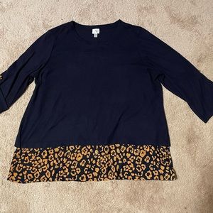 Navy Blue & Burnt Orange Sweater Shirt sz 1X